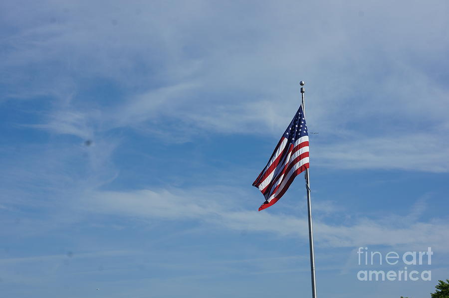 American Flag - Racine Seascape Natural coas lanscape - Wisconsin by Adam Asar #7 Painting by Celestial Images