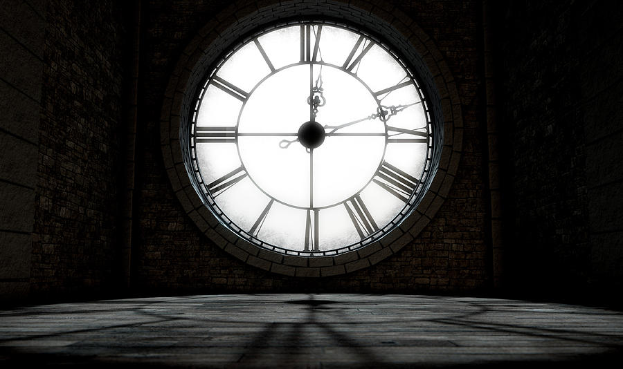 Clock Digital Art - Antique Backlit Clock #7 by Allan Swart