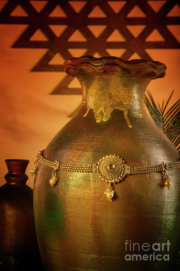Antique jewelry set mounted on pot #7 Photograph by Kiran Joshi