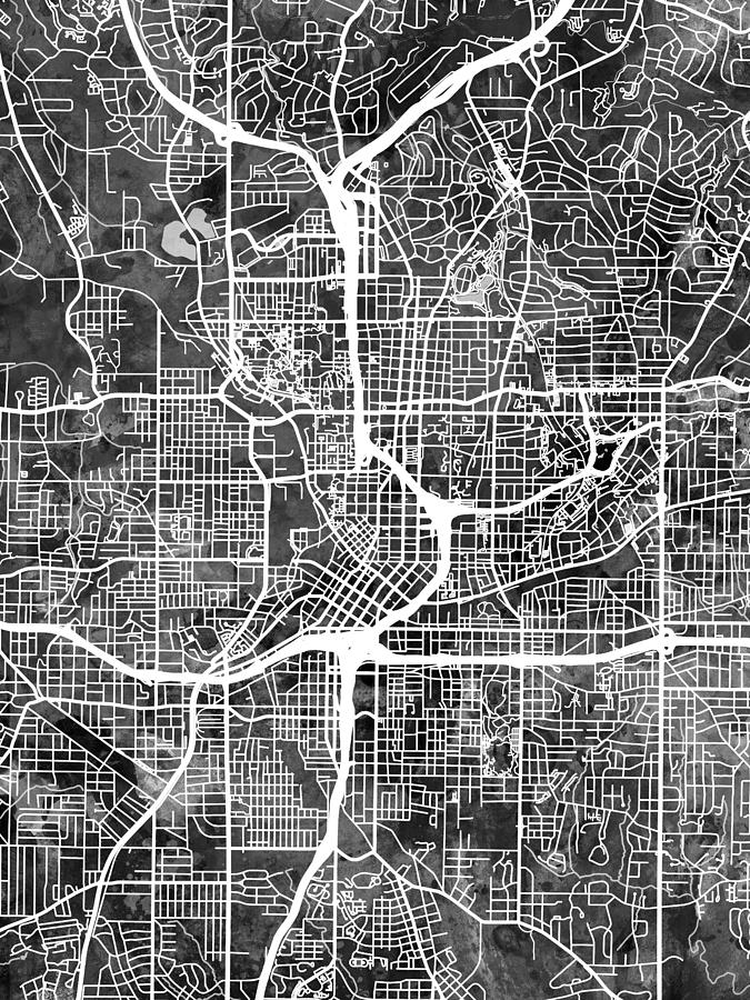 Atlanta Digital Art - Atlanta Georgia City Map #7 by Michael Tompsett
