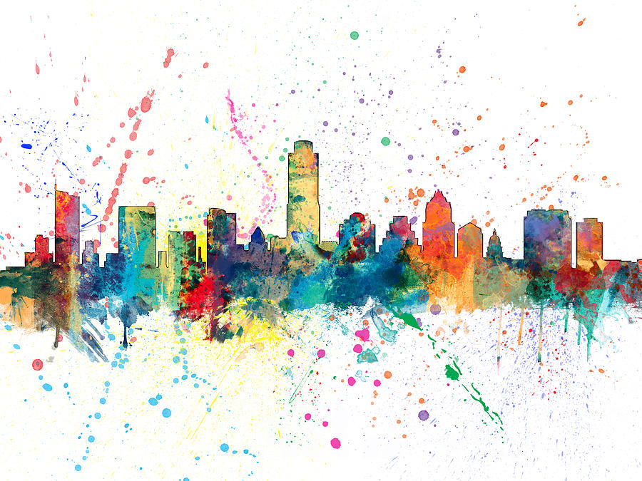 Austin Digital Art - Austin Texas Skyline #7 by Michael Tompsett