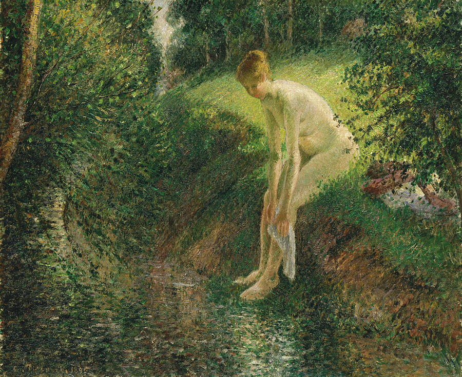 Bather in the Woods, from 1895 Painting by Camille Pissarro