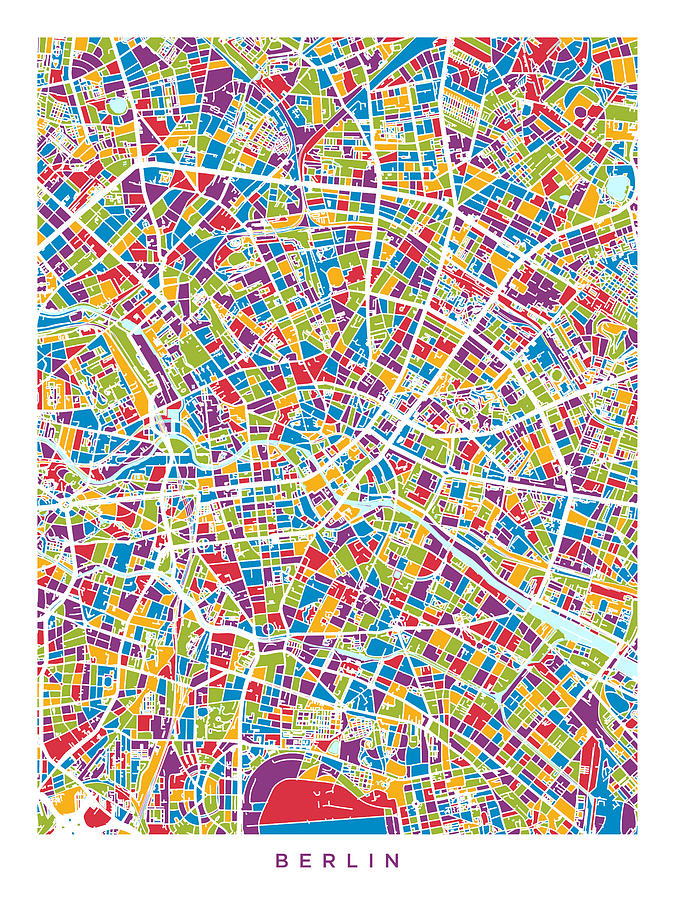 Berlin Digital Art - Berlin Germany City Map #7 by Michael Tompsett