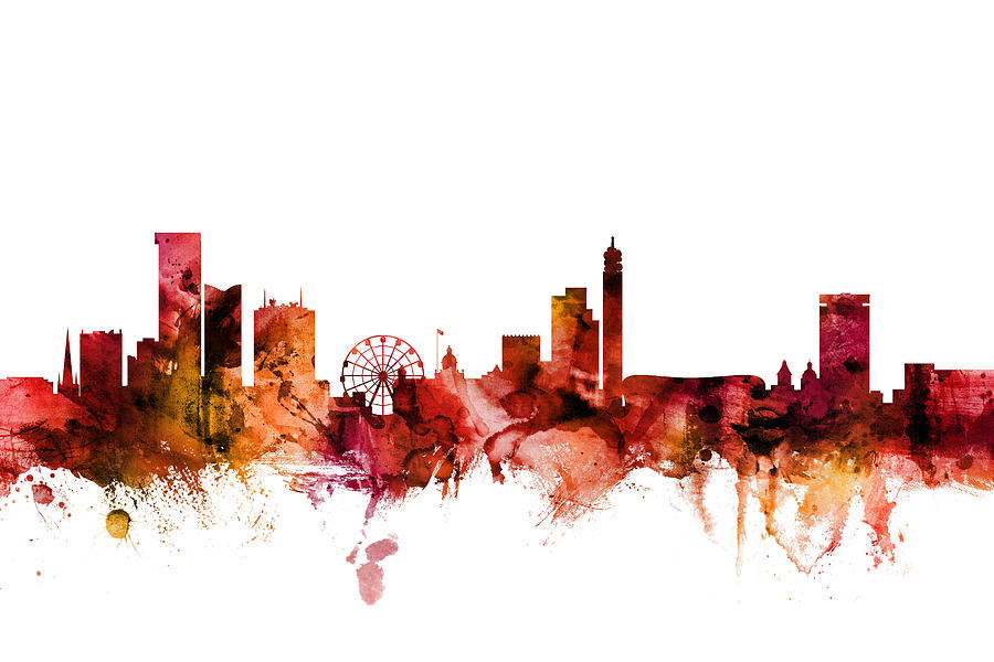 Birmingham England Skyline #7 Digital Art by Michael Tompsett