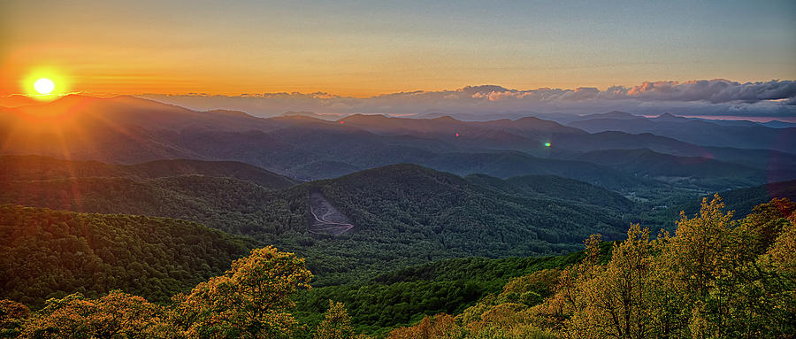 Blue Ridge Parkway summer Appalachian Mountains Sunset #7 Photograph by Alex Grichenko