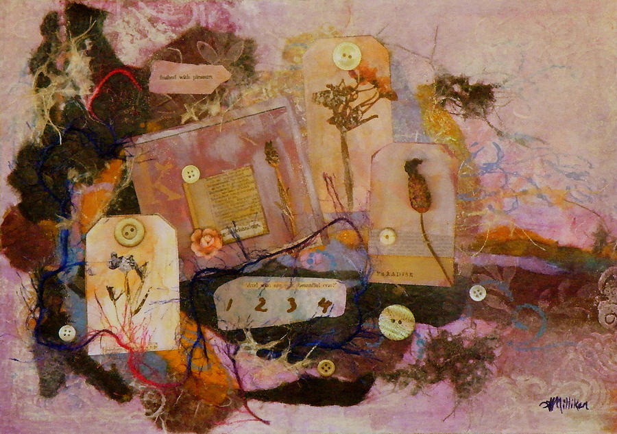 Mixed Media Painting - 7 Buttons by Tara Milliken Mixed Media Painting - 7 Buttons by Tara Milliken