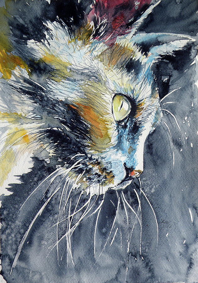 Cat #7 Painting by Kovacs Anna Brigitta