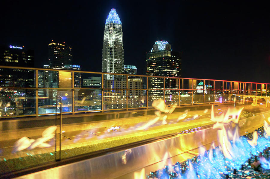 Charlotte North Carolina Skyline View At Night From Roof Top Res #7 Photograph by Alex Grichenko