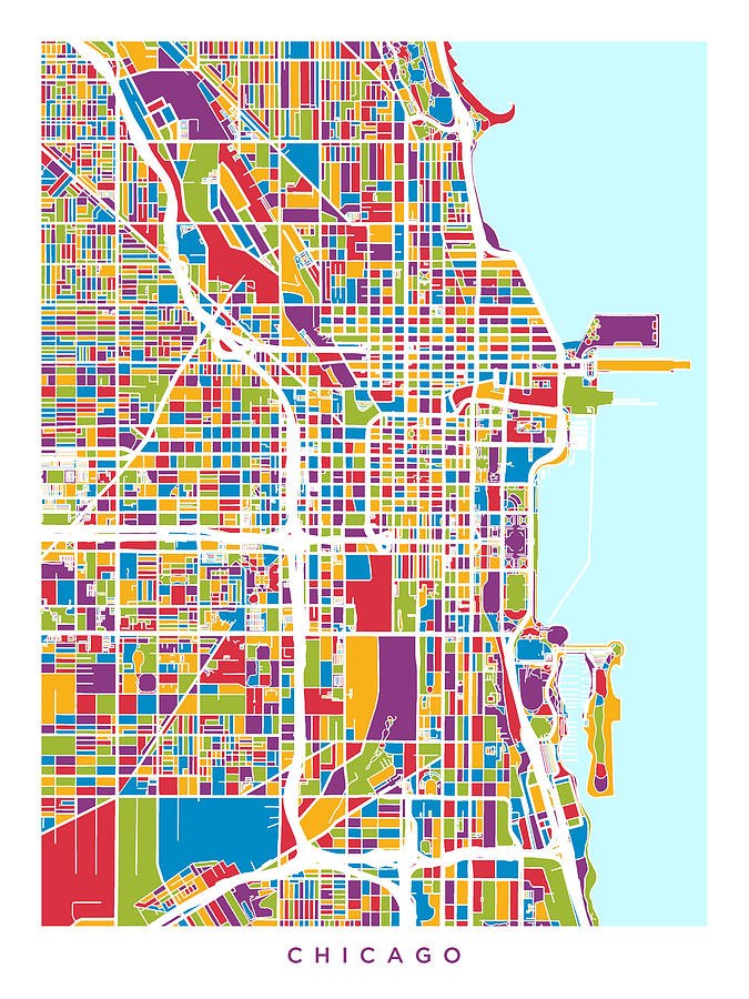 Chicago Digital Art - Chicago City Street Map #7 by Michael Tompsett
