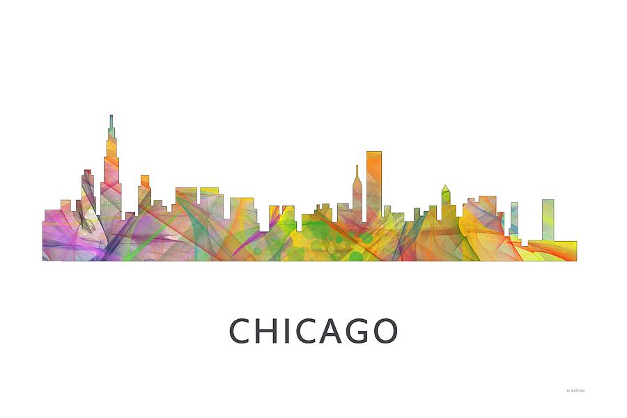 Architecture Digital Art - Chicago Illinois Skyline #7 by Marlene Watson