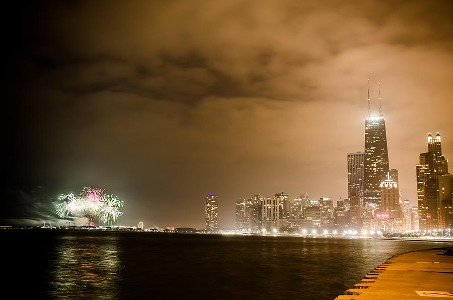 Chicago Skyline Fireworks #7 Photograph by Anthony Doudt