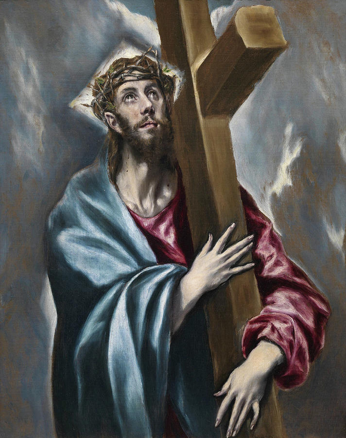 El Greco Painting - Christ carrying the Cross #7 by El Greco