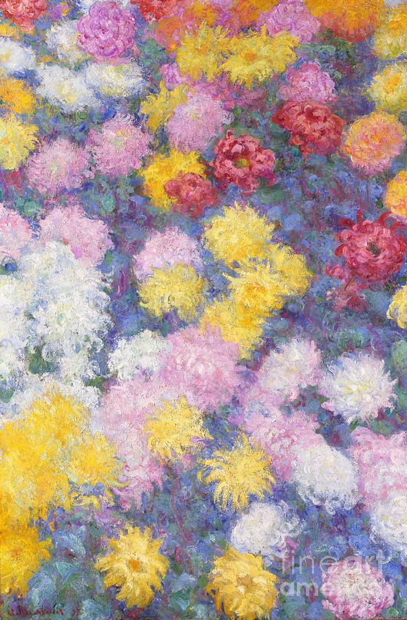 Chrysanthemums Painting by Claude Monet