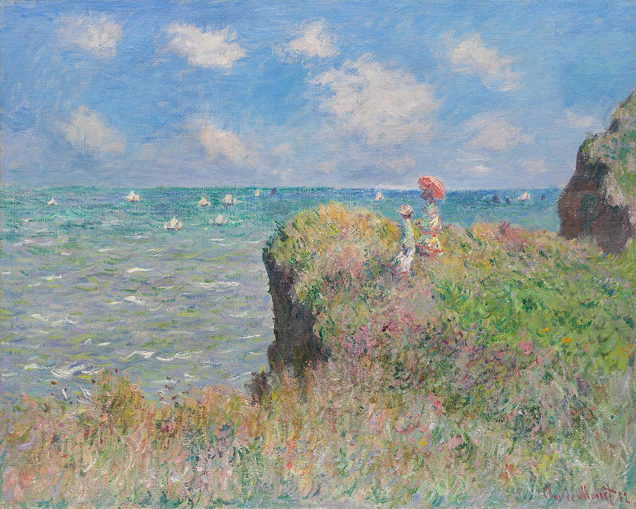 Claude Monet Painting - Cliff Walk at Pourville  #7 by Claude Monet