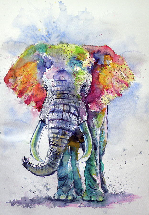 Elephant Painting - Colorful elephant #7 by Kovacs Anna Brigitta