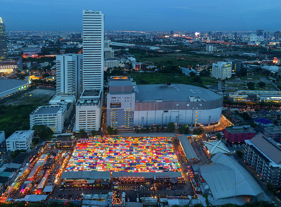 Colourful Night Market aerial view #7 Photograph by Pradeep Raja PRINTS