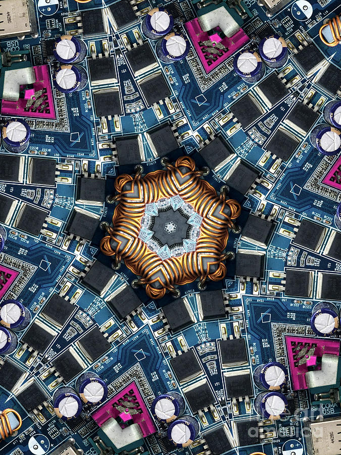 Computer Circuit Board Kaleidoscopic Design #7 Photograph by Amy Cicconi