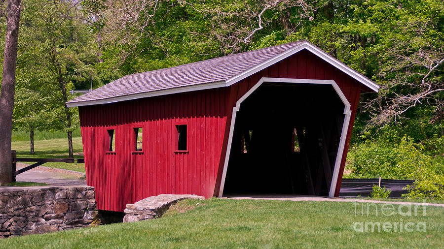 Covered Bridge at Kent Falls State Park.  Photograph by New England Photography
