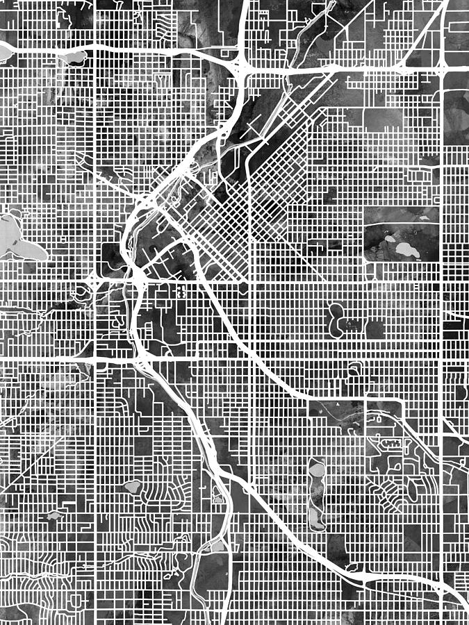Denver Colorado Street Map #7 Digital Art by Michael Tompsett