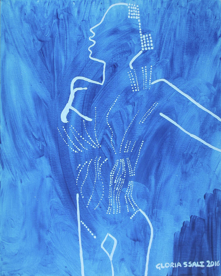 Dinka in Blue - South Sudan #7 Painting by Gloria Ssali