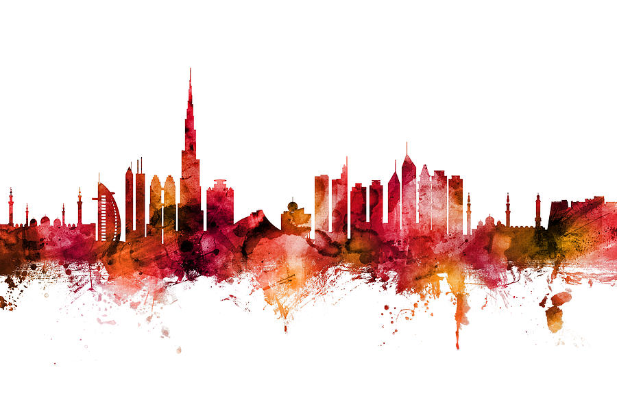 Dubai Skyline #7 Digital Art by Michael Tompsett