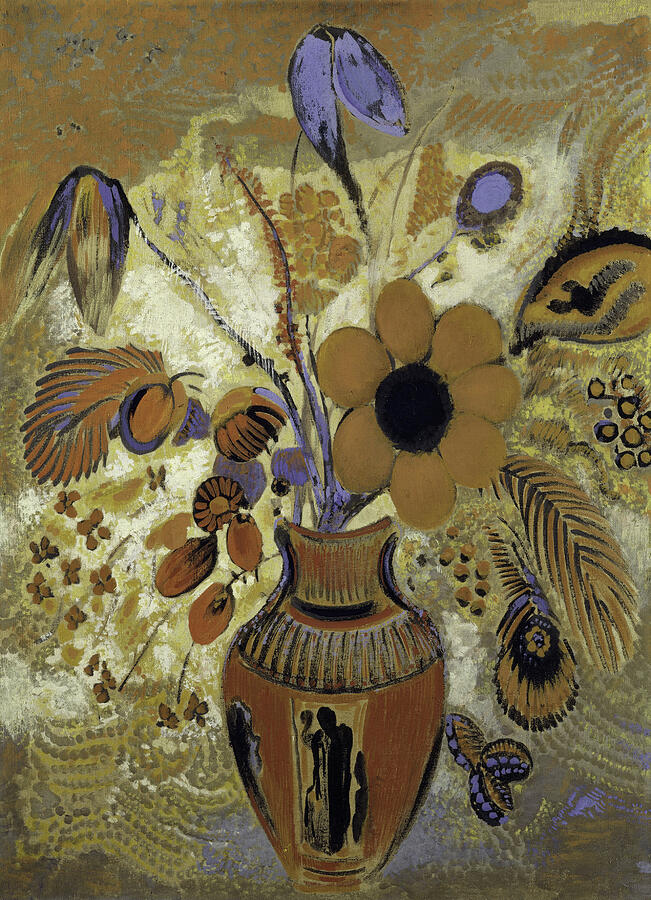 Etruscan Vase with Flowers -- #8 Painting by Odilon Redon