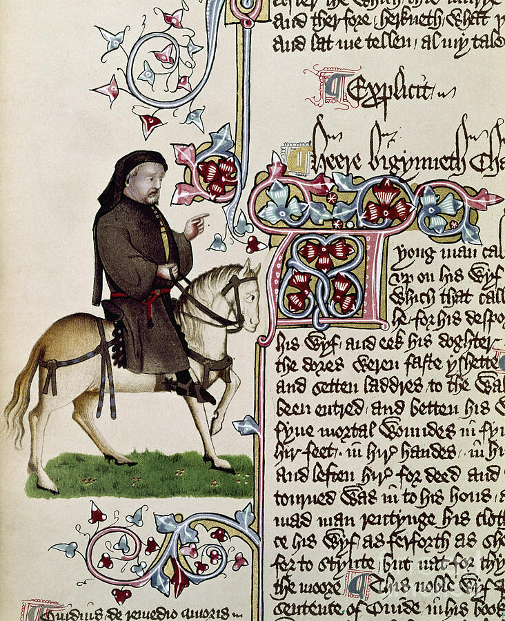 Illustration from the Ellesmere Manuscript of the Canterbury Tales Drawing by GRANGER Historical Picture Archive Illustration from the Ellesmere Manuscript of the Canterbury Tales Drawing by GRANGER Historical Picture Archive
