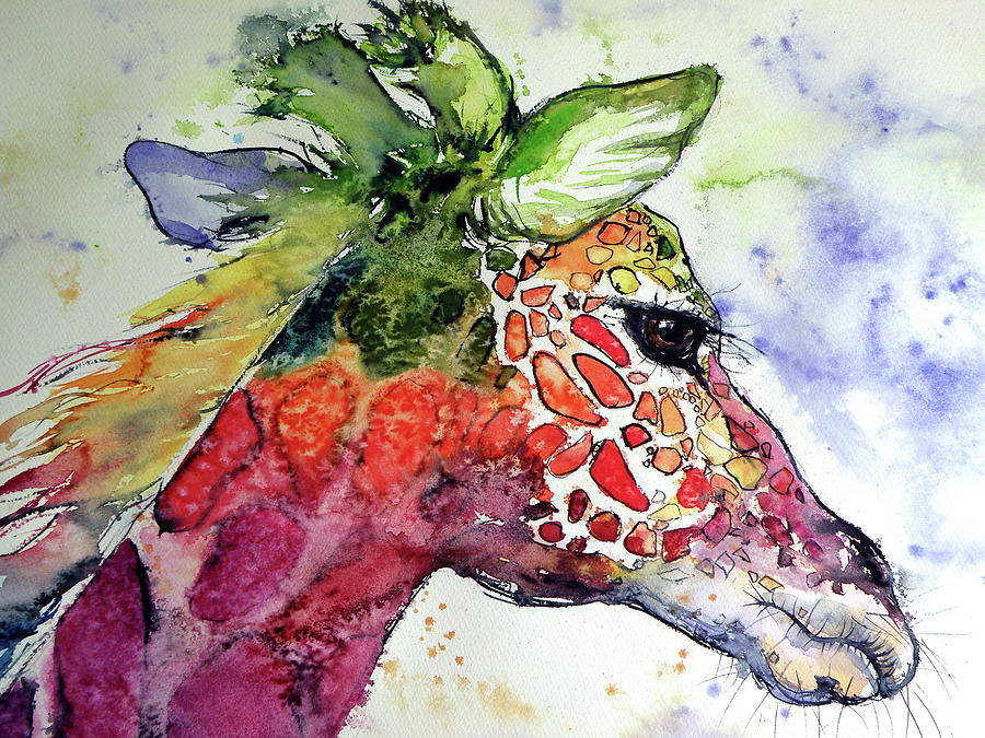 Giraffe  #7 Painting by Kovacs Anna Brigitta