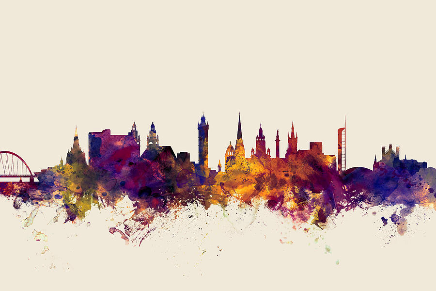 Glasgow Scotland Skyline #7 Digital Art by Michael Tompsett