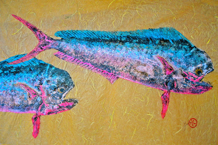 Gyotaku - Mahi Mahi - Dorado - Dolphinfish #7 Mixed Media by Jeffrey Canha