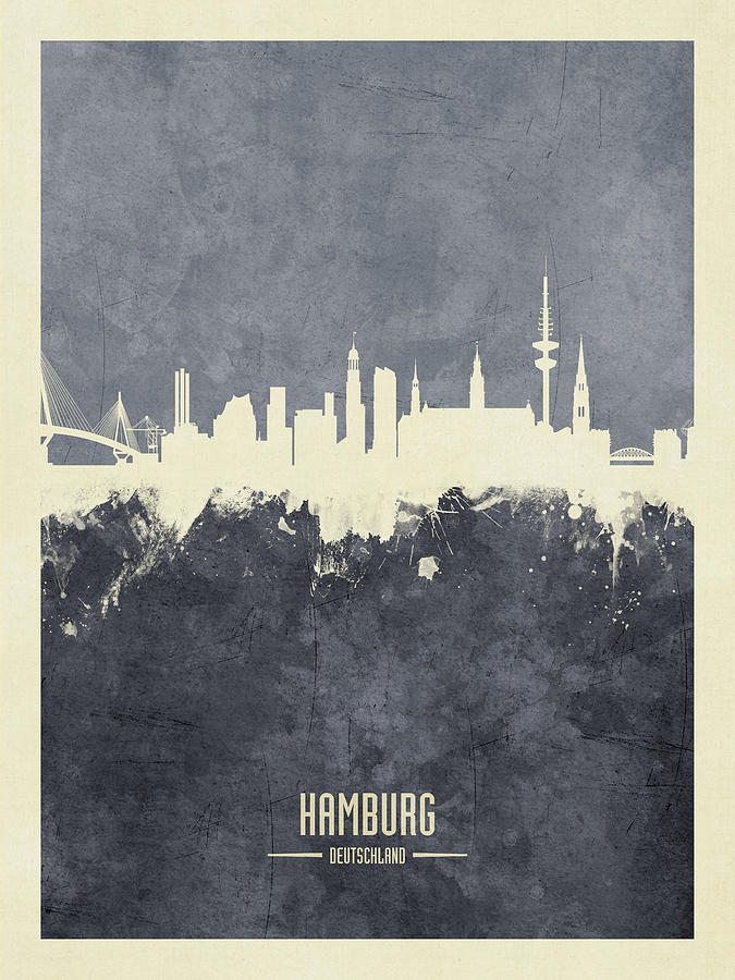Hamburg Germany Skyline #7 Digital Art by Michael Tompsett
