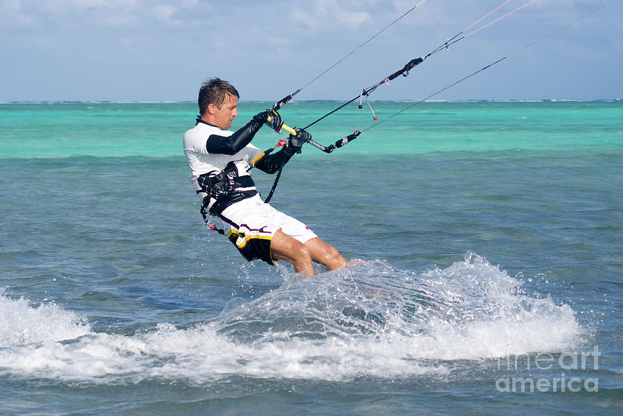 Kite surfing in Grand Cayman #7 Photograph by Anthony Totah