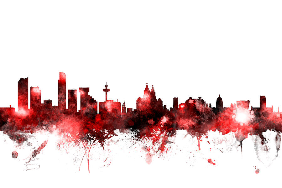 City Digital Art - Liverpool England Skyline #7 by Michael Tompsett