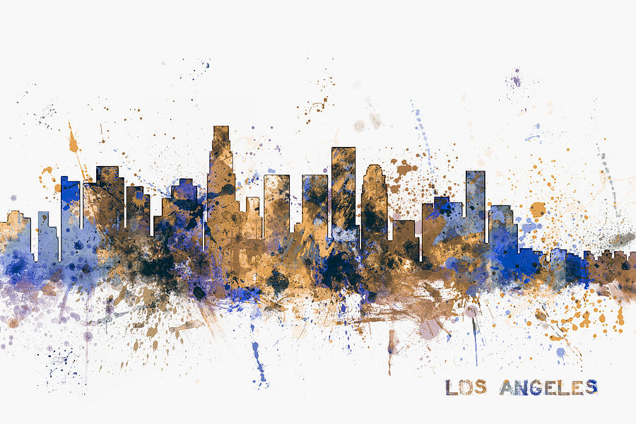 Los Angeles California Skyline #7 Digital Art by Michael Tompsett