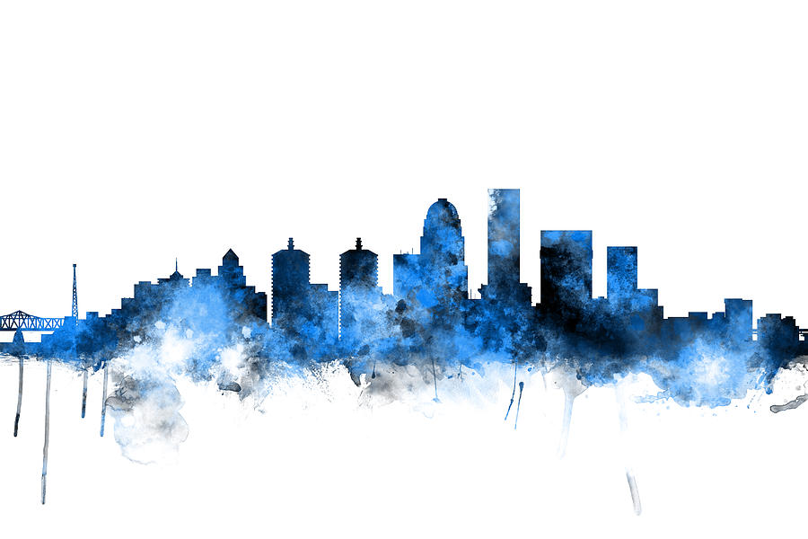 Louisville Digital Art - Louisville Kentucky City Skyline #7 by Michael Tompsett