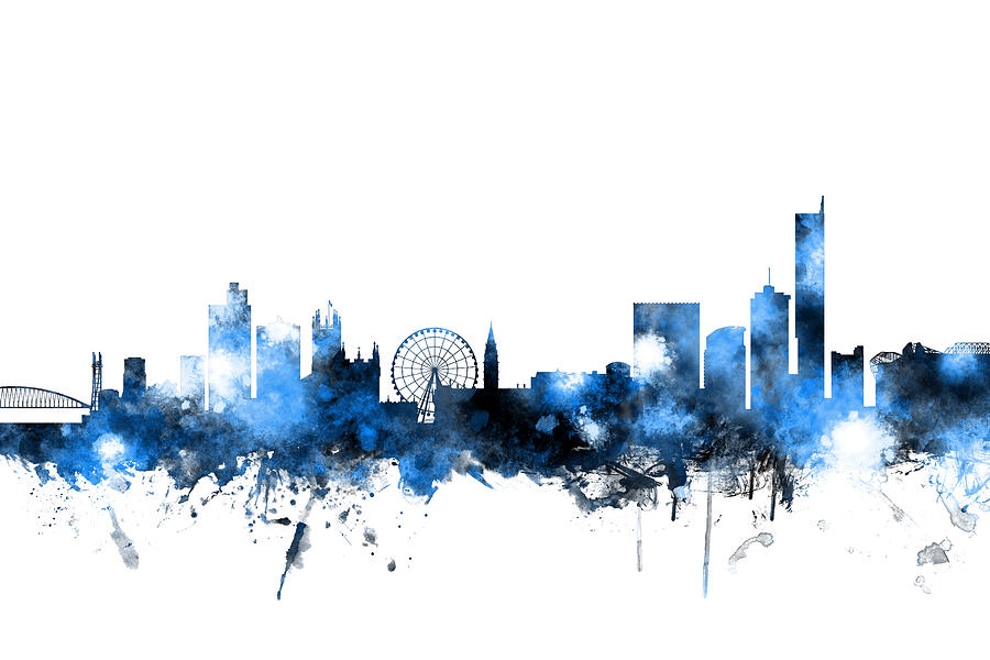 Manchester Skyline Digital Art - Manchester England Skyline #7 by Michael Tompsett