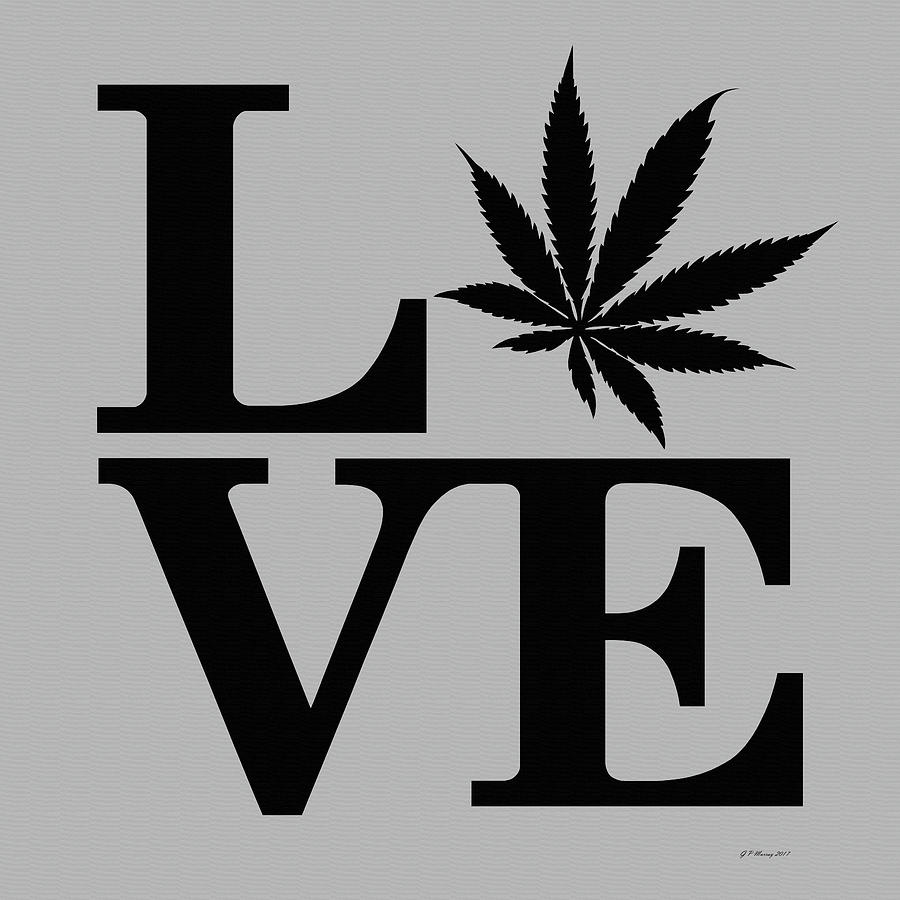 Marijuana Leaf Love Sign #7 Digital Art by Gregory Murray