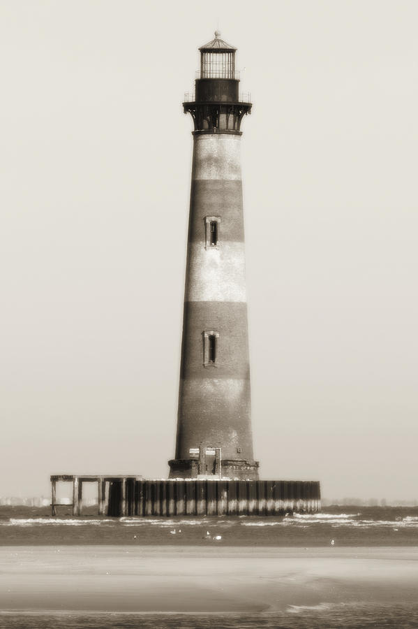 Black And White Photograph - Morris Island Lighthouse  #7 by Dustin K Ryan