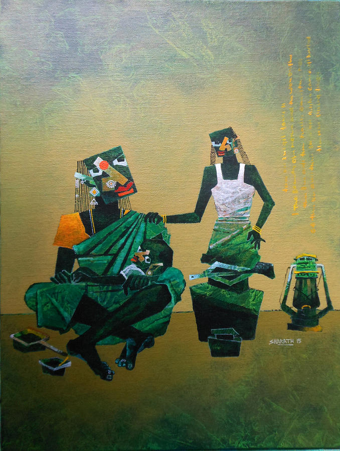 Indian Women Painting - Mother And Child #6 by Sharath Palimar