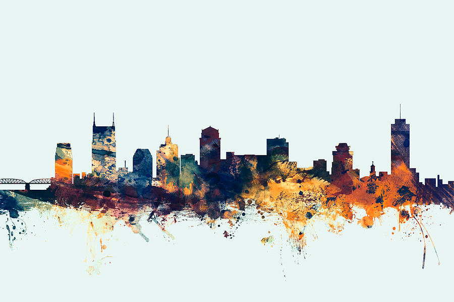 Nashville Tennessee Skyline #7 Digital Art by Michael Tompsett