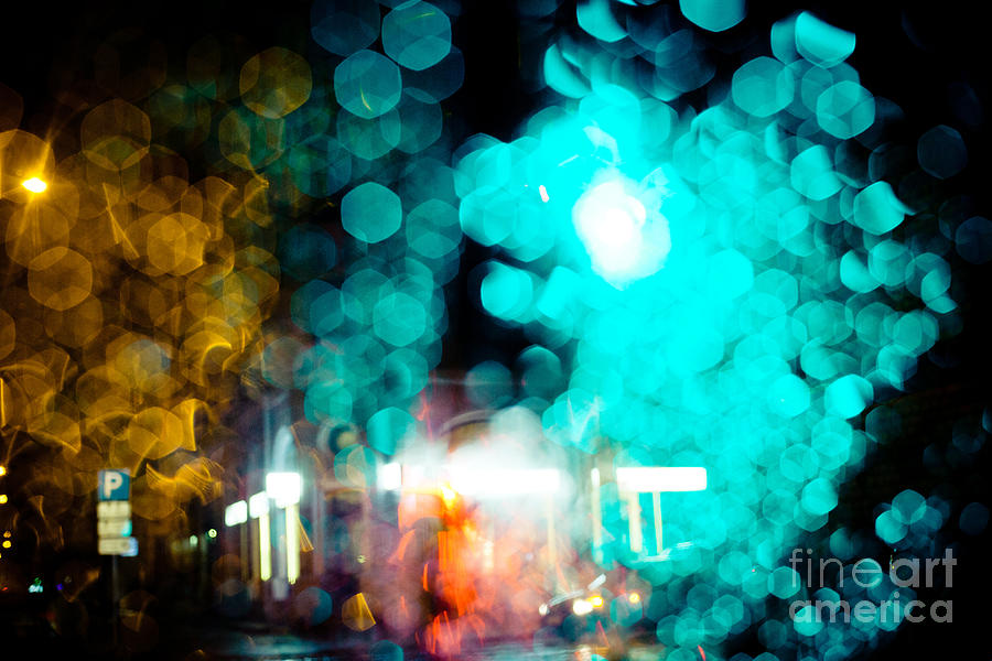 Night lights on a city Abstract #7 Photograph by Raimond Klavins