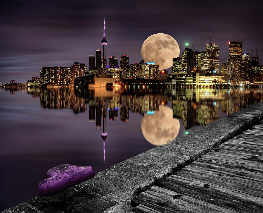 Landmark Photograph - Night Shot Toronto City #7 by Mark Duffy