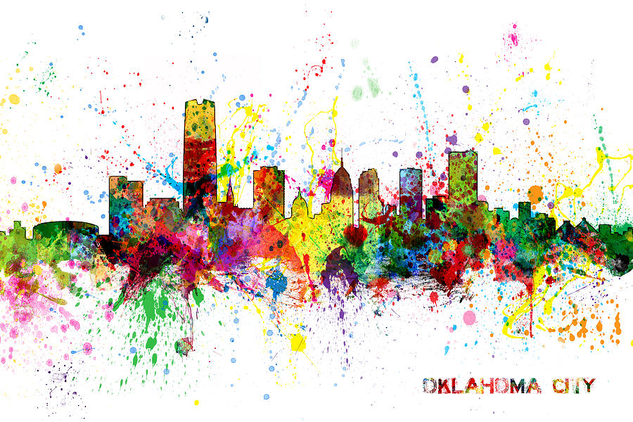 Oklahoma City Skyline #7 Digital Art by Michael Tompsett