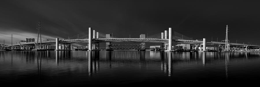 Black And White Photograph - Pearl Harbor Memorial Bridge #8 by Ian Christmann