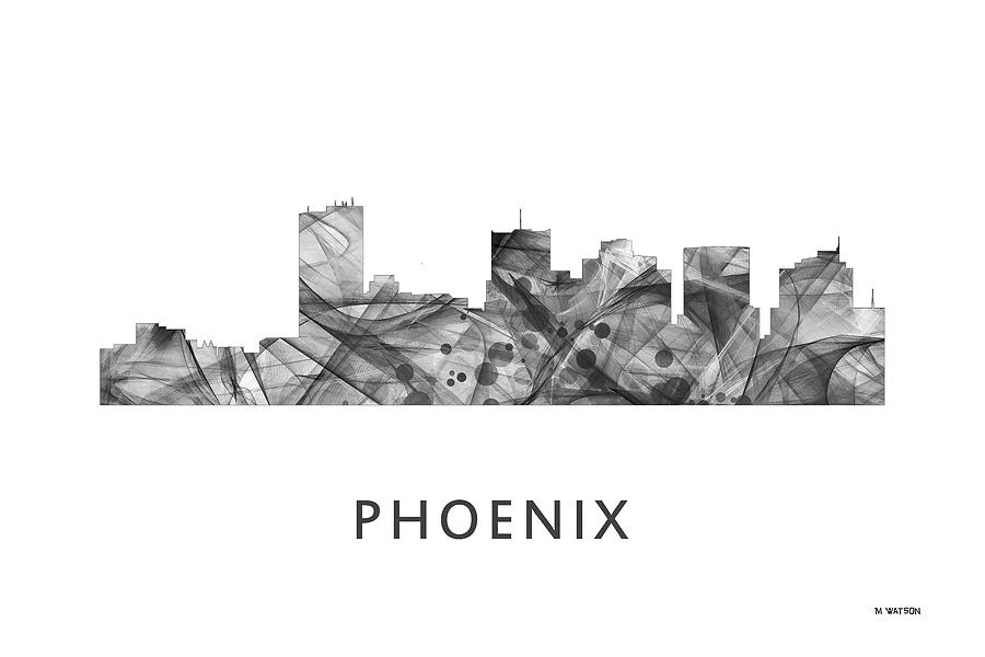 Architecture Digital Art - Phoenix Arizona Skyline #7 by Marlene Watson
