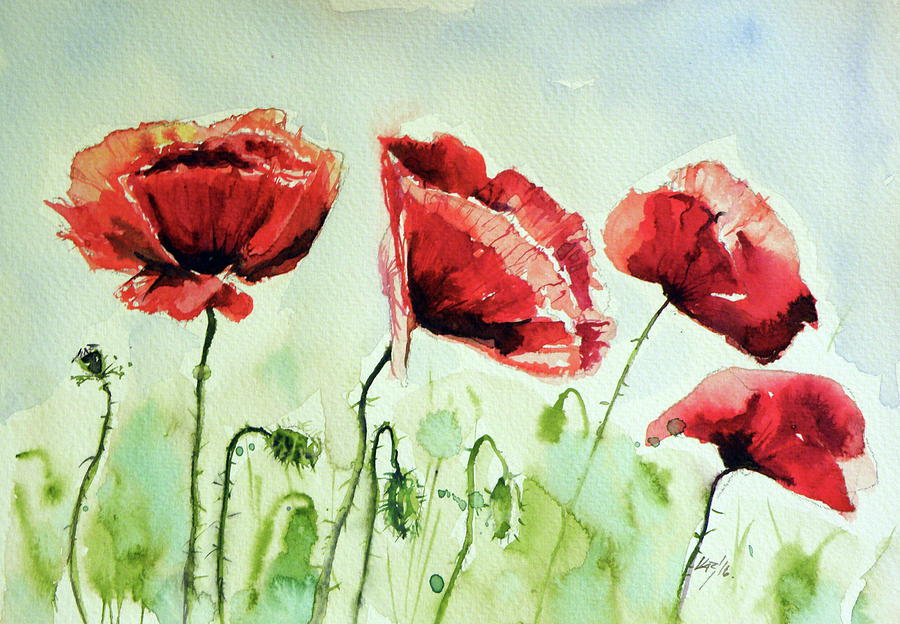 Poppies #7 Painting by Kovacs Anna Brigitta