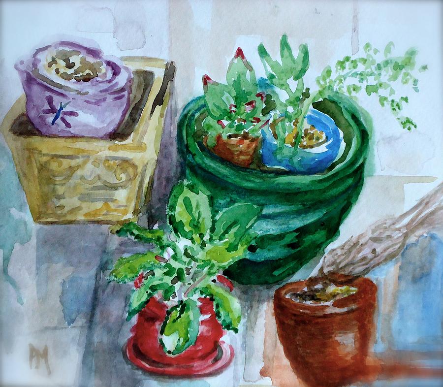 7 Pots on the Porch Painting by Pete Maier