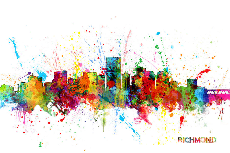 Richmond Digital Art - Richmond Virginia Skyline #7 by Michael Tompsett