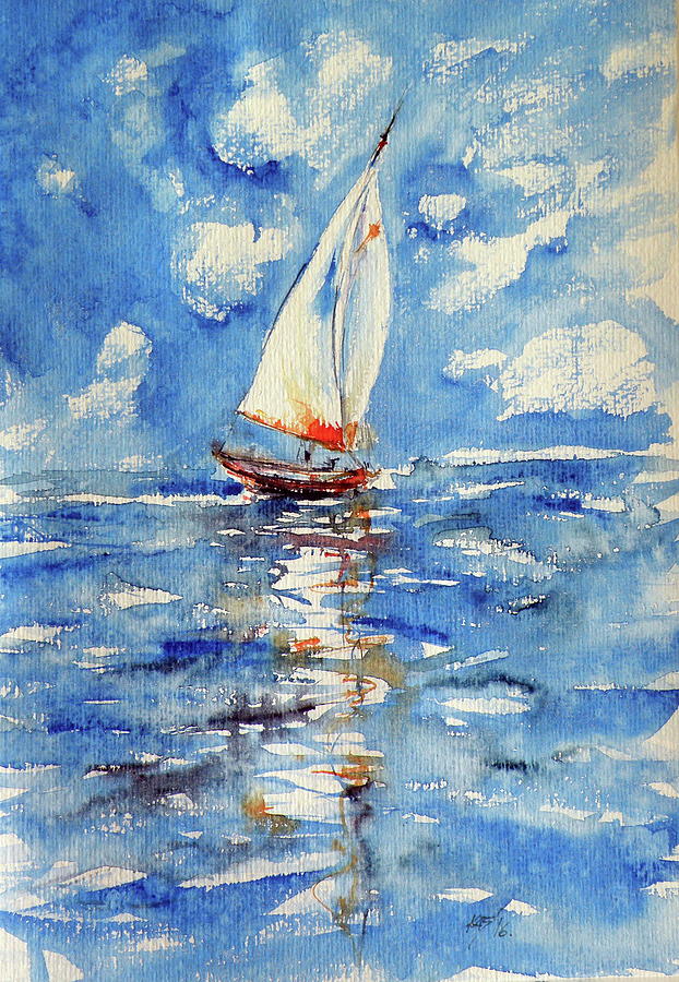 Sailboat #7 Painting by Kovacs Anna Brigitta