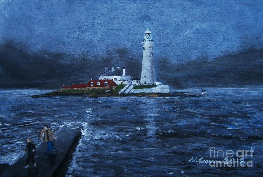 Saint Marys Lighthouse Whitley Bay #7 Painting by Neal Crossan